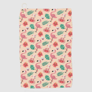 PinkPink Flamingo Summer Tropical Pattern-23123 Golf Towel