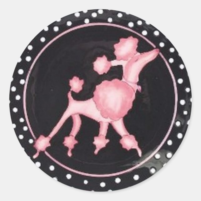 pinkpoodlebg classic round sticker (Front)