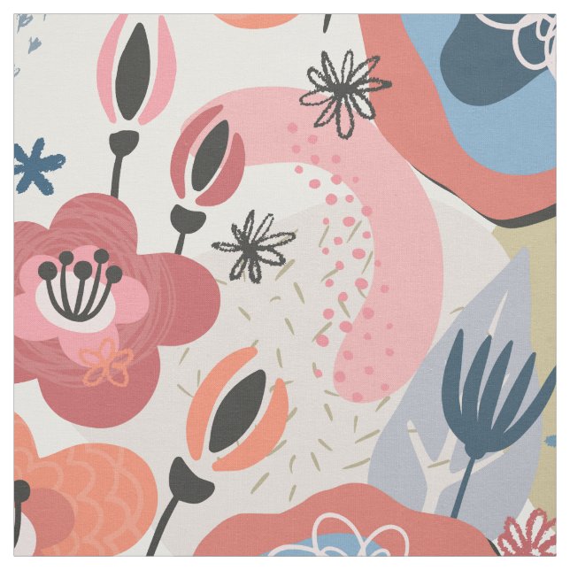 Pinks Abstract Floral Fabric (Swatch)