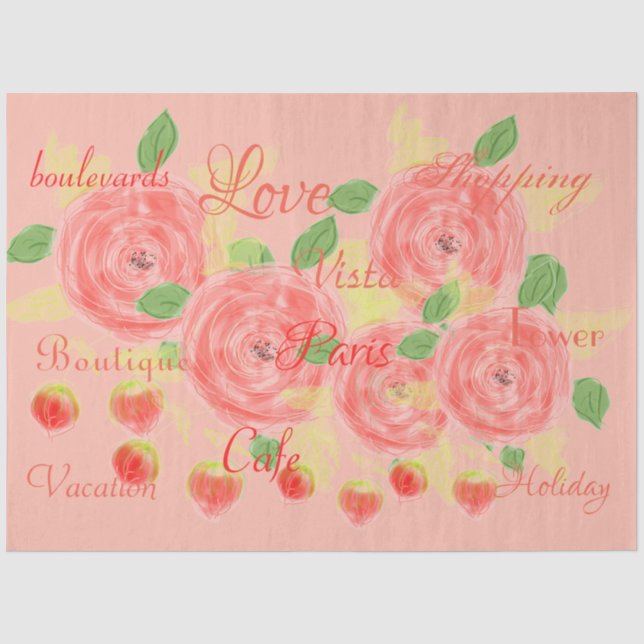 Pinks and Coral Flowered Craft Tissue Paper (Front)