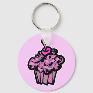 pinks and purples camouflage cupcake keychain