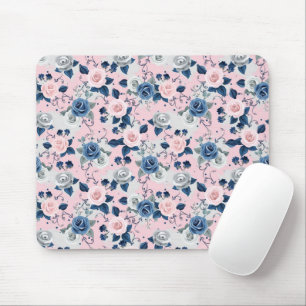 Pinks, Blues, and Grey Roses Mousepad