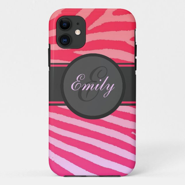 Pinks bright zebra stripes custom iphone 5 case (Back)