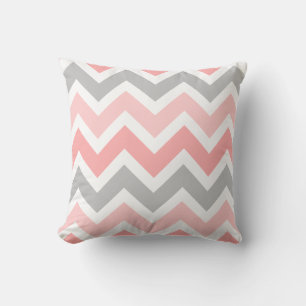 Pinks, Grey, White Zigzag Chevron Pattern Throw Pillow