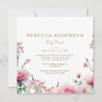  Pinks in Bloom Square Baby Shower