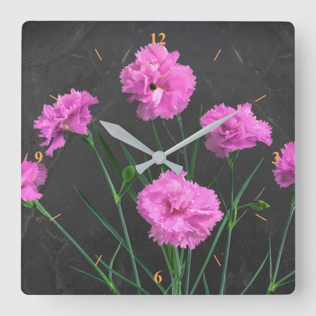 Pinks on Slate Square Wall Clock (Front)