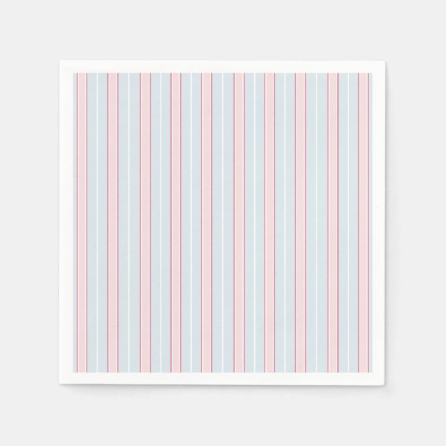 Pinks, Pastel Blue, White, Stripes Napkin (Front)