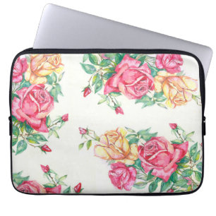 Pinks watercolor realistic roses  laptop sleeve