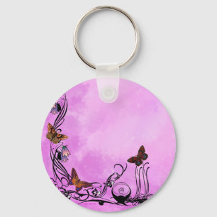 Pinks with butterflies keychain