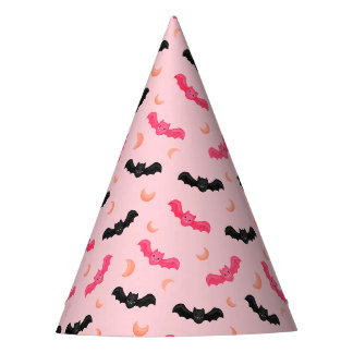 PinkSpooky Cute Bat Allover Pattern Designer Motif Party Hat