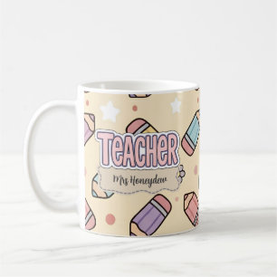 PinkTeacher School Pencils Pattern Coffee Mug