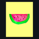 PinkWatermelon Pop Art painting poster<br><div class="desc">Inspired by pop art,  this original watercolour illustration is a  design of cute,  hip,  pink and green watermelon fruit on a pastel lemon yellow background. This quirky,  fun fruit design is bright and colourful and sure to bring a smile.</div>