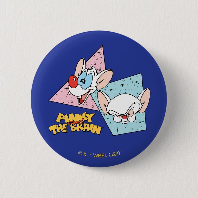 Pinky and the Brain | Retro Character Graphics 2 Inch Round Button (Front)