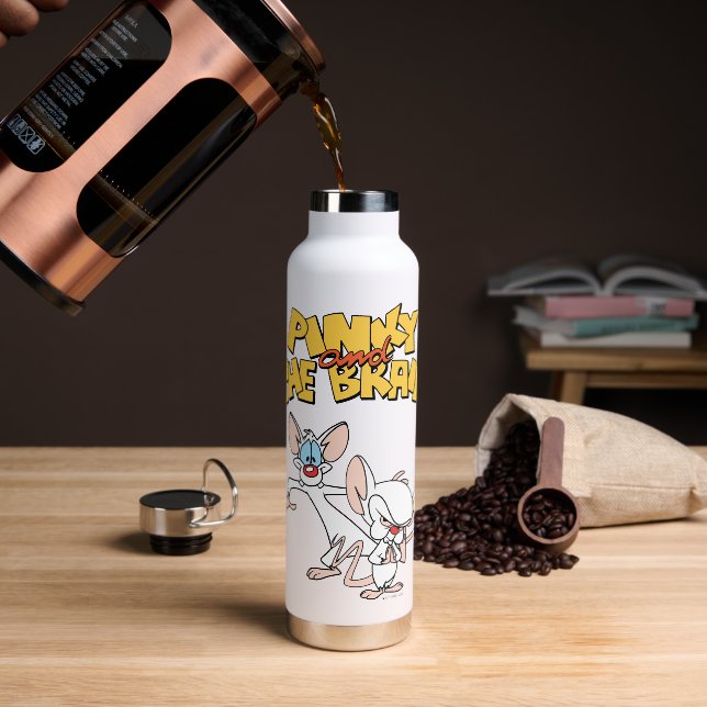 Pinky and the Brain | Show Logo Water Bottle (Coffee)