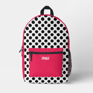 Pinky Black Dots Printed Backpack