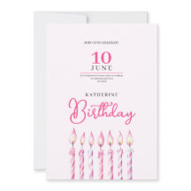 pinky candles girl birthday invitation