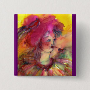 PINKY CLOWN 2 INCH SQUARE BUTTON
