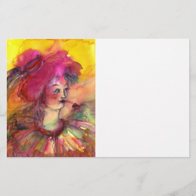 PINKY CLOWN , fuchsia pink yellow white Stationery (Front)