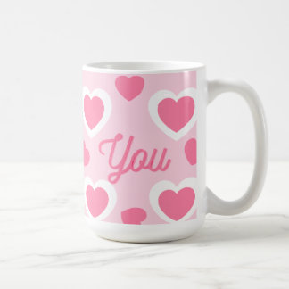 pinky cute hearts design coffee mug