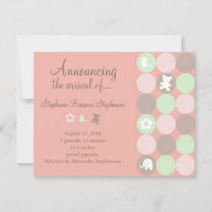 Pinky Dots Birth Announcement - Without Photo