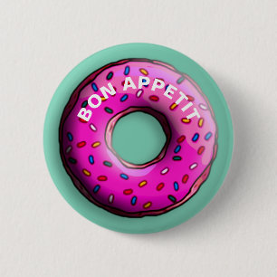 Pinky Doughnut with colourful sprinkles + your 2 Inch Round Button