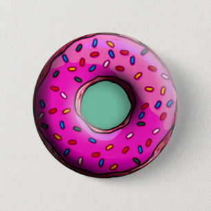 Pinky Doughnut with colourful sprinkles + your ide 2 Inch Round Button