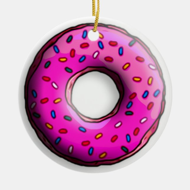 Pinky Doughnut with colourful sprinkles + your ide Ceramic Ornament (Front)