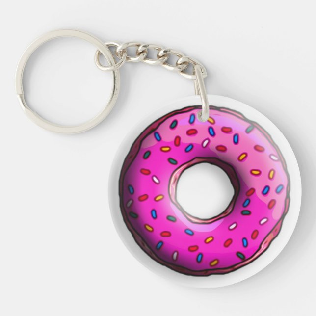 Pinky Doughnut with colourful sprinkles + your ide Keychain (Front)