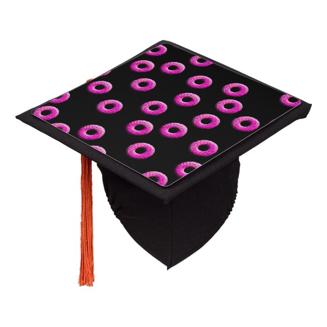 Pinky Doughnuts seamless pattern + your ideas Graduation Cap Topper (Angled)