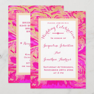 Pinky Gold Watercolor Vibrant Wedding Invitation