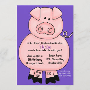 Pinky Pig Invitation