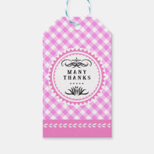 Pinky Pink Gingham Gift Tag