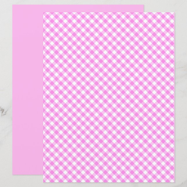 Pinky Pink Gingham Scrapbook Paper (Front/Back)