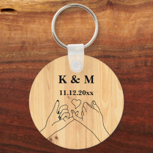 Pinky Promise Custom Couple Monogram and Date Keychain
