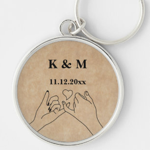 Pinky Promise Custom Couple Monogram and Date Keychain