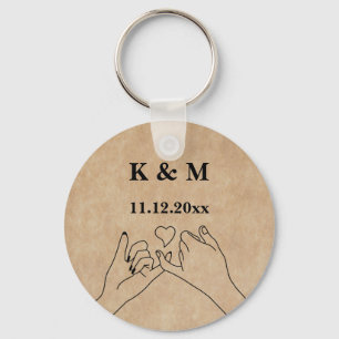 Pinky Promise Custom Couple Monogram and Date Keychain