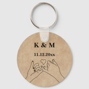 Pinky Promise Custom Couple Monogram and Date Keychain