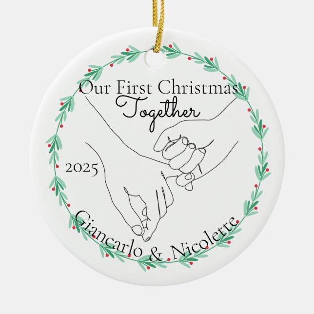 Pinky Promise First Christmas Together Ceramic Ornament (Front)