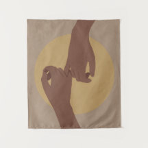 Pinky promise in boho style, african american art.
