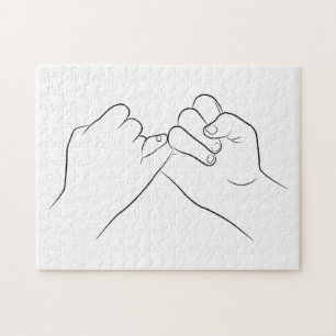 Pinky Promise Minimal Line Art Cute Simple Modern Jigsaw Puzzle