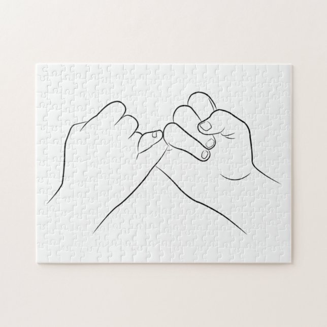 Pinky Promise Minimal Line Art Cute Simple Modern Jigsaw Puzzle (Horizontal)