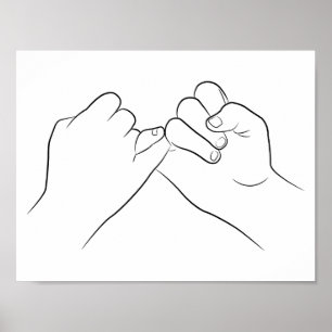 Pinky Promise Minimal Line Art Cute Simple Modern Poster