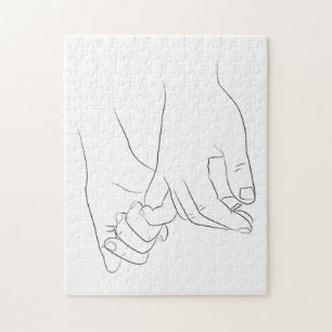 Pinky Promise Minimal Line Art Cute Simple Trendy Jigsaw Puzzle