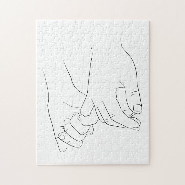 Pinky Promise Minimal Line Art Cute Simple Trendy Jigsaw Puzzle (Vertical)