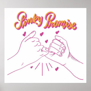 Pinky Promise with hearts Poster
