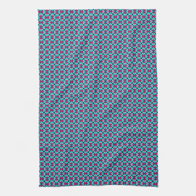 Pinky Red & Blue Pattern Tea Towel (Vertical)