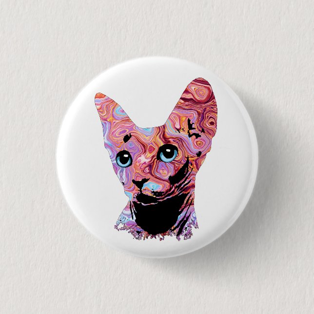 Pinky Sphynx Cat 683 1 Inch Round Button (Front)