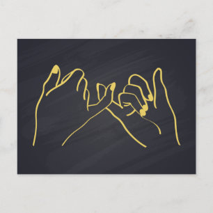Pinky swear line art print, Hands line art Postcard