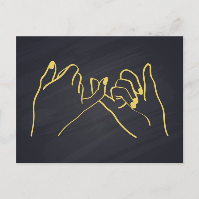 Pinky swear line art print, Hands line art Postcard (Front)