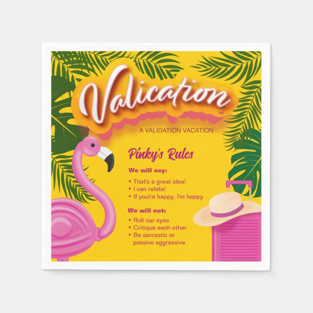 Pinky's Validation Vacation Napkin (Front)